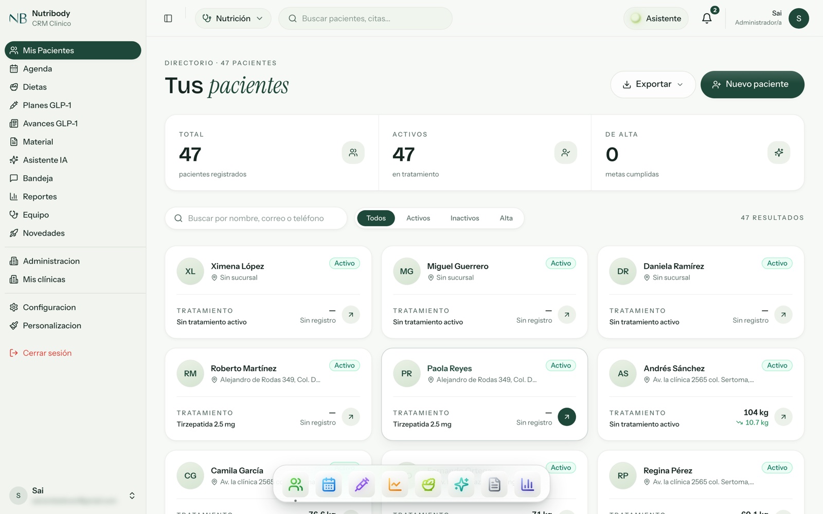 Directorio de pacientes